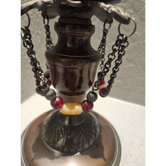 Gothic Metal Beaded Candlestick 6" Made in India - Picture 4 of 7